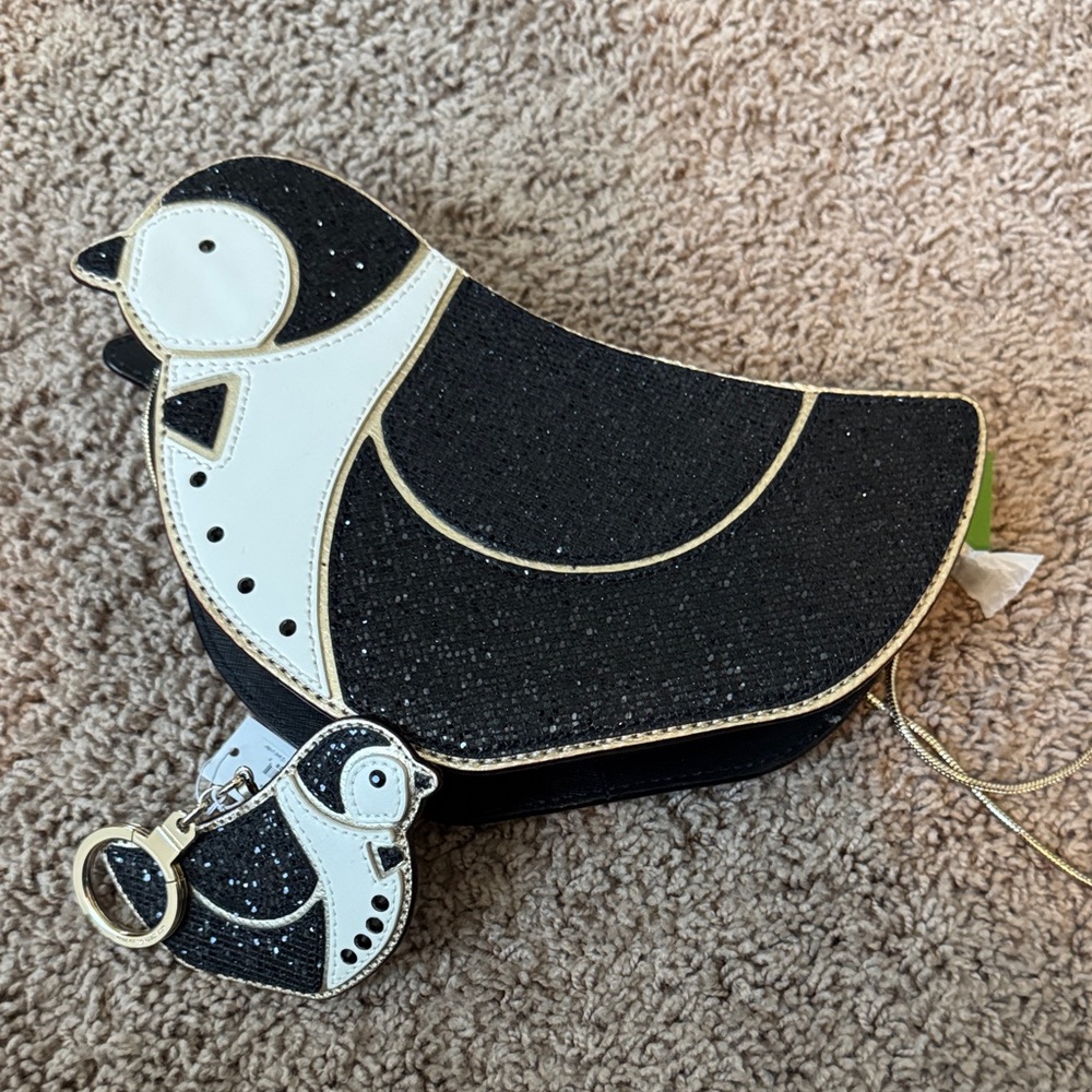 Kate Spade NWT Penguin evening bag PLUS keychain